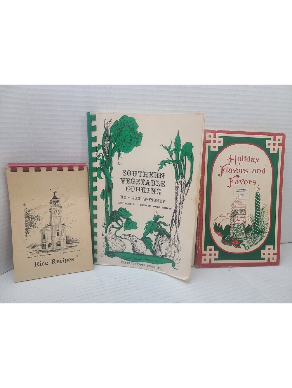 Lot of 3 Vintage Cookbooks - Rice Recipes, Southern Vegetable, Holiday Flavors